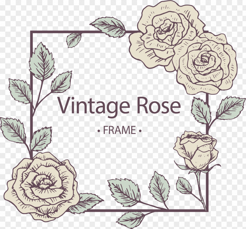 Retro Rose Borders Floral Design Snapchat PNG