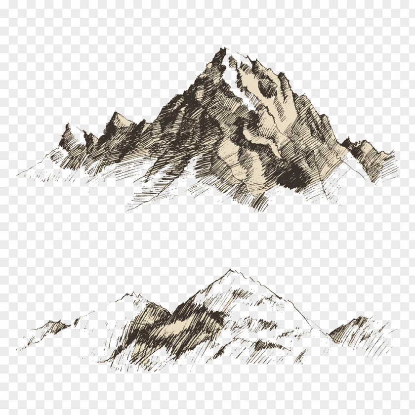 Mountain Scenery Drawing Sketch PNG
