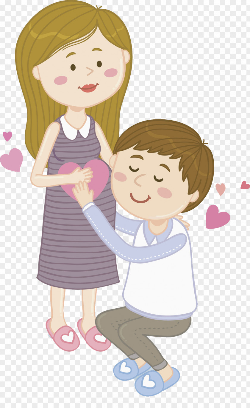 Affectionate Couple Pregnancy Drawing Mother PNG