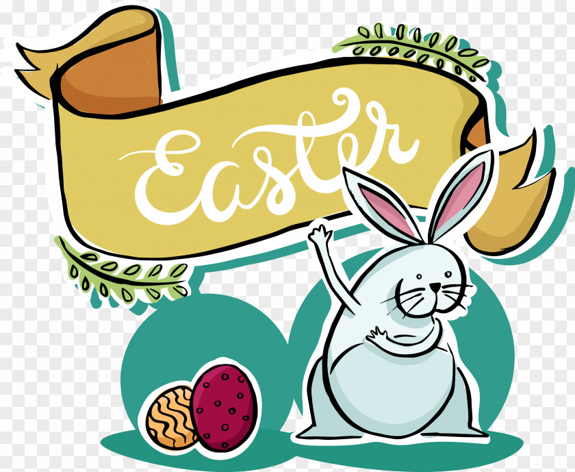 Cartoon Gray Rabbit Easter Greeting Card Vector Bunny Euclidean PNG