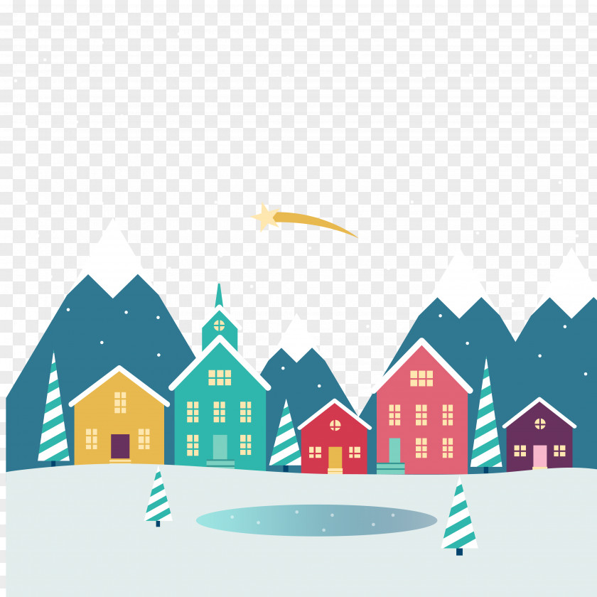 Winter Snow Christmas Village Download PNG