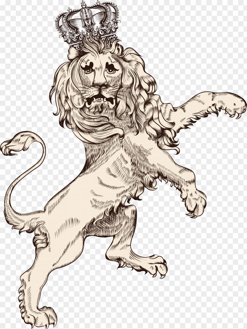 Vintage Lion Vector Tiger Illustration PNG