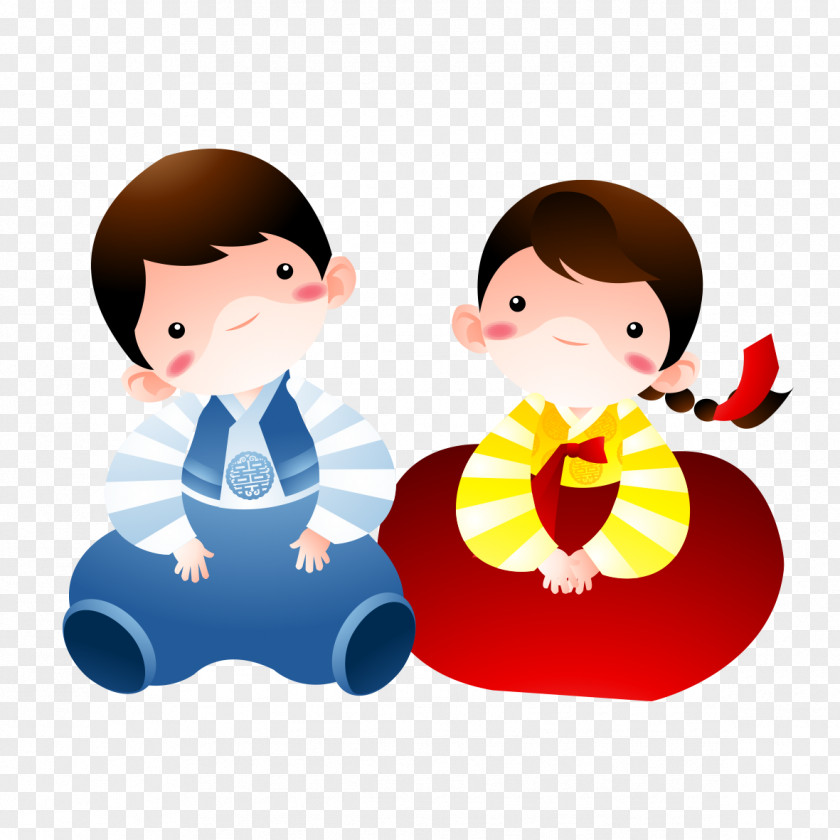 Cartoon Cute Couple PNG