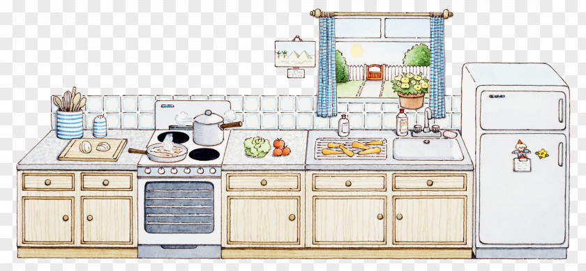 Kitchen Illustrator Refrigerator Home Appliance Cartoon Illustration PNG