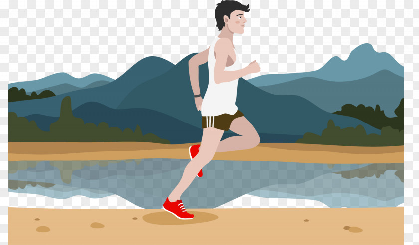 Vector Painted Beach Running Man Euclidean Icon PNG