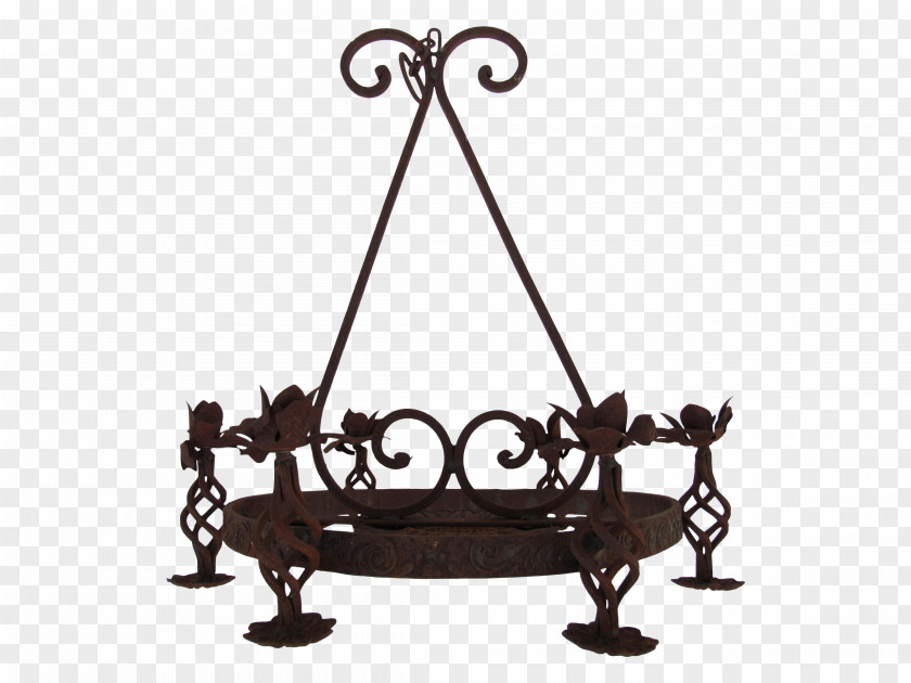 Wrought Iron Chandelier Ceiling Light Fixture PNG