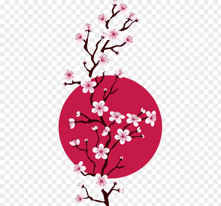 Vector Japanese Cherry Blossom Cross-stitch Pattern PNG