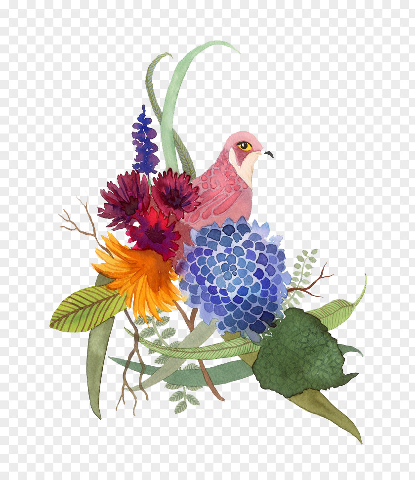 Bird Watercolor Painting Watercolour Flowers Paper PNG