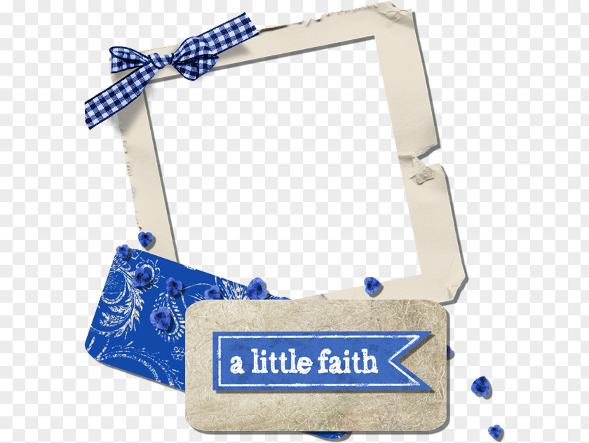 Real White Frame Blue Plaid Bow Picture Digital Scrapbooking PNG