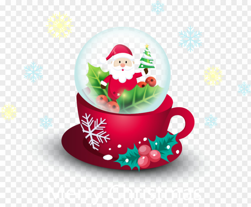 Santa Claus Red Cup Christmas Ornament Suit PNG