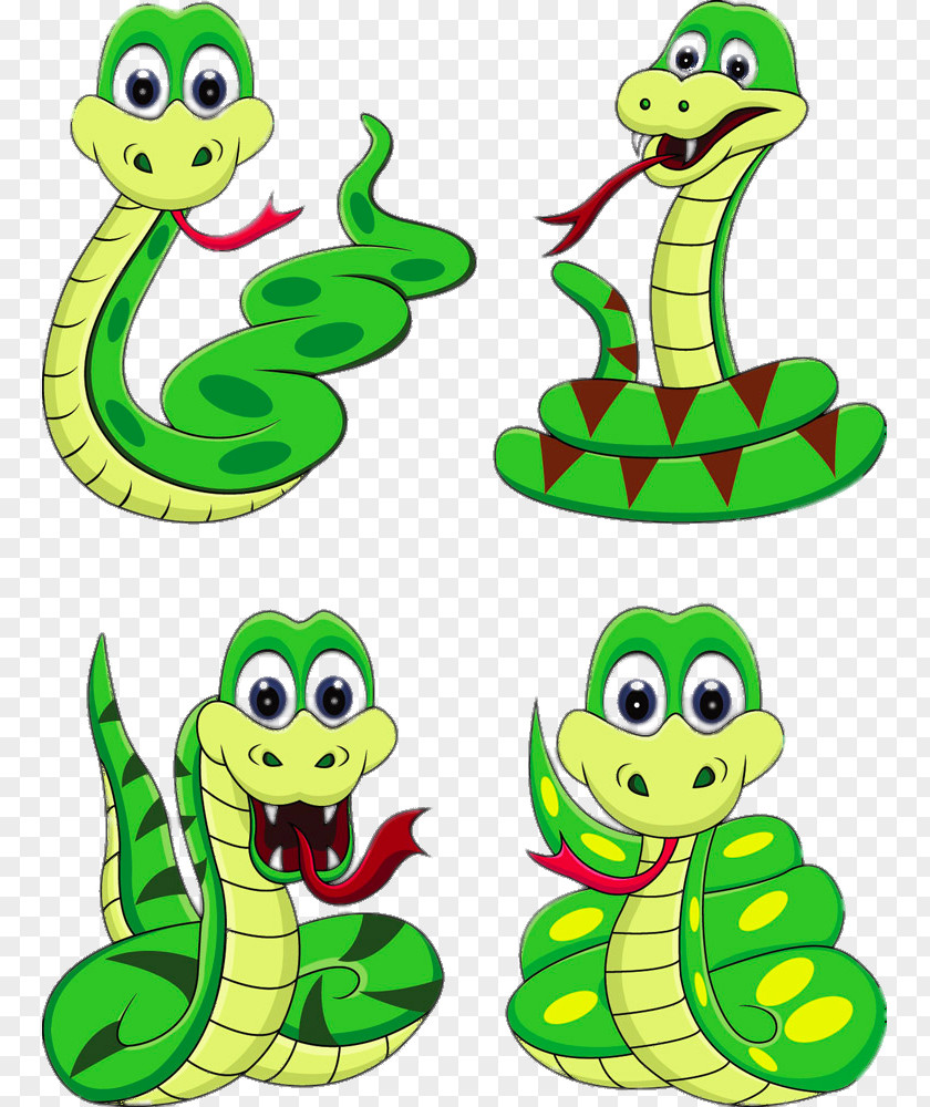 Cartoon Green Snake Clip Art PNG