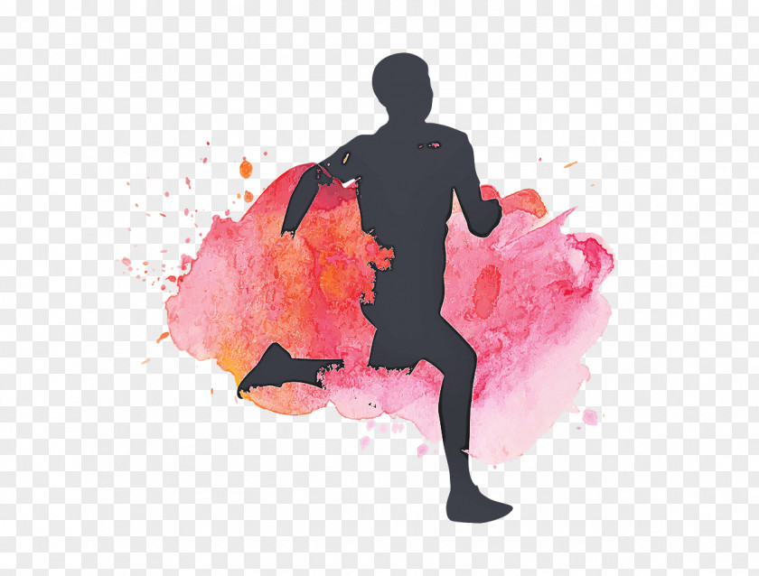 Pink Silhouette Running Costume PNG