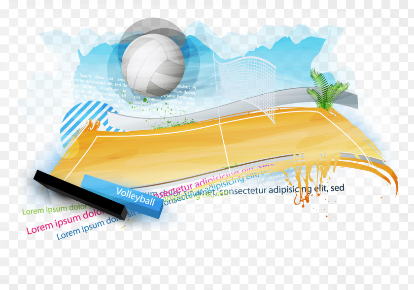 Volleyball Game Poster Design Beach Sport PNG