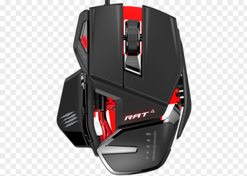 Computer Mouse Mad Catz Rat 4 Optical Gaming For Pc Mcb4373100a3041 Video Game Dots Per Inch PNG