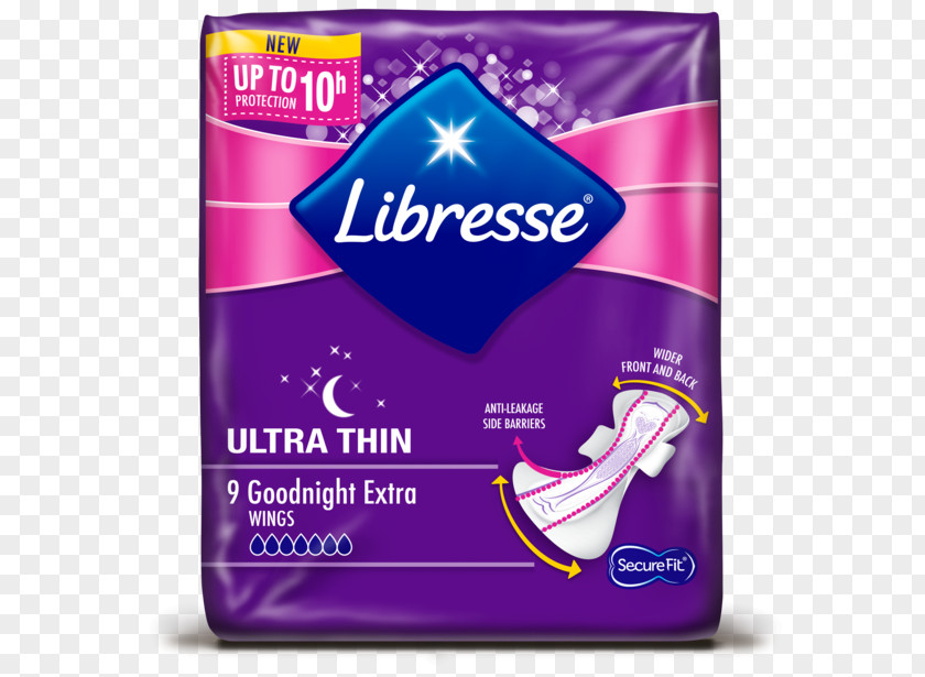 Feminine Products Libresse Ultra Goodnight Extra Wing Maandverband Thin With Wings 10 Pcs Sanitary Napkin Supplies PNG