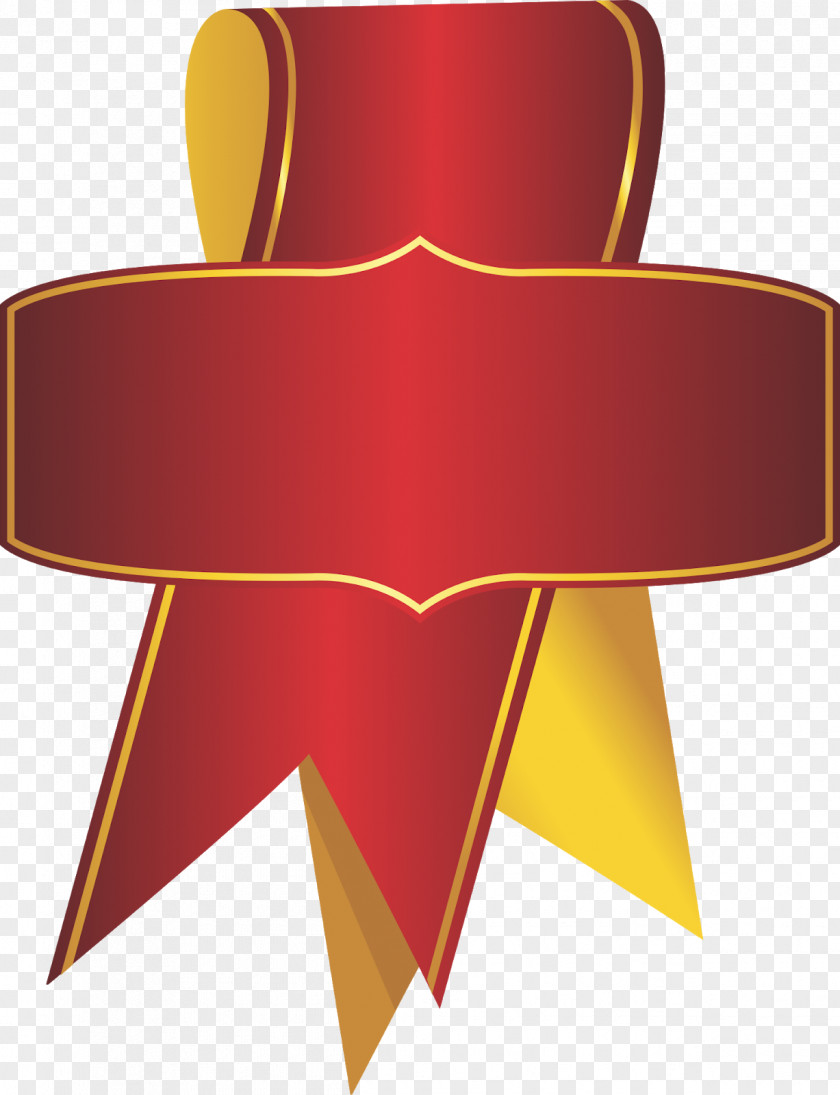 Red Ribbon Gold Label Vector Graphics Image PNG