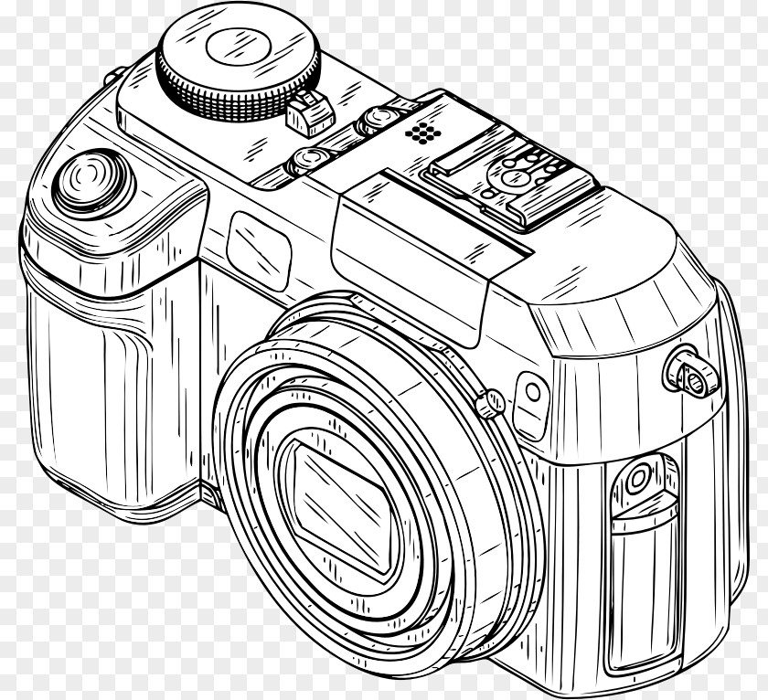 Camera Sketch Digital Cameras Black And White Clip Art PNG
