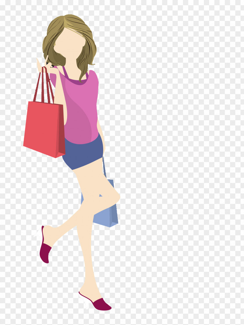 Shopping Woman Handbag Illustration PNG