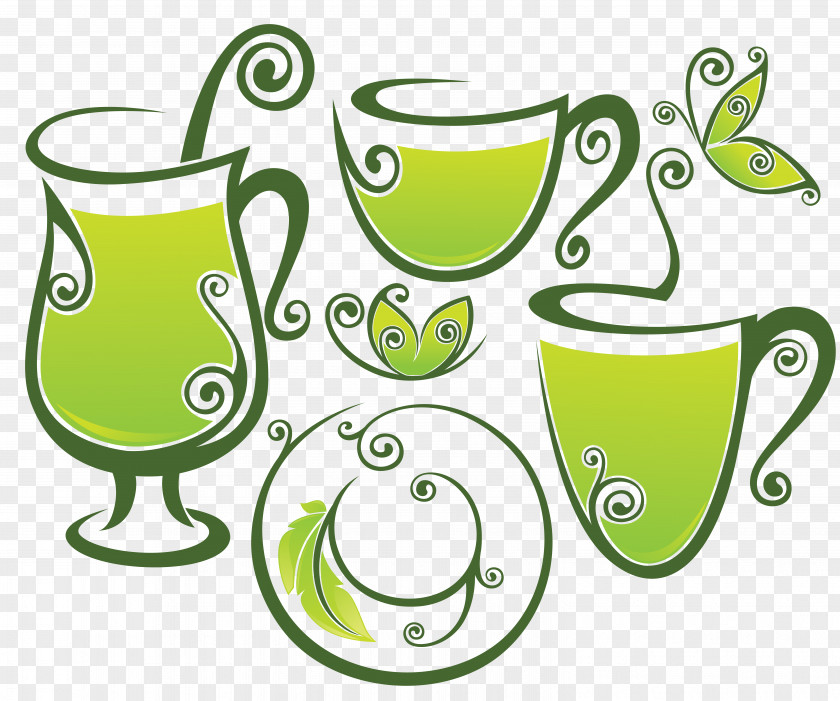 Tea Time Green Drink Cup PNG