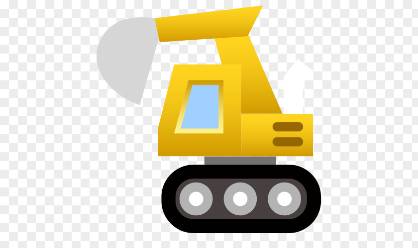 Vector Cartoon Yellow Excavator Truck Heavy Equipment Icon PNG
