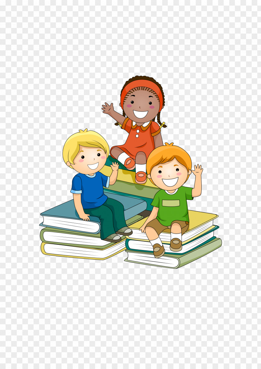 Children Sitting On Books Learning Child School Clip Art PNG