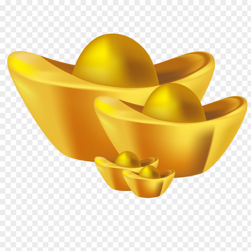 Ancient Gold Ingot Bar Sycee PNG