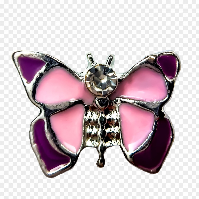 Rock Purple Butterfly Ring Brooch Pink M M. PNG