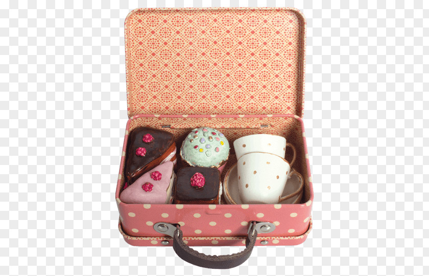 Suitcase Handpainted Cupcake Tea PNG