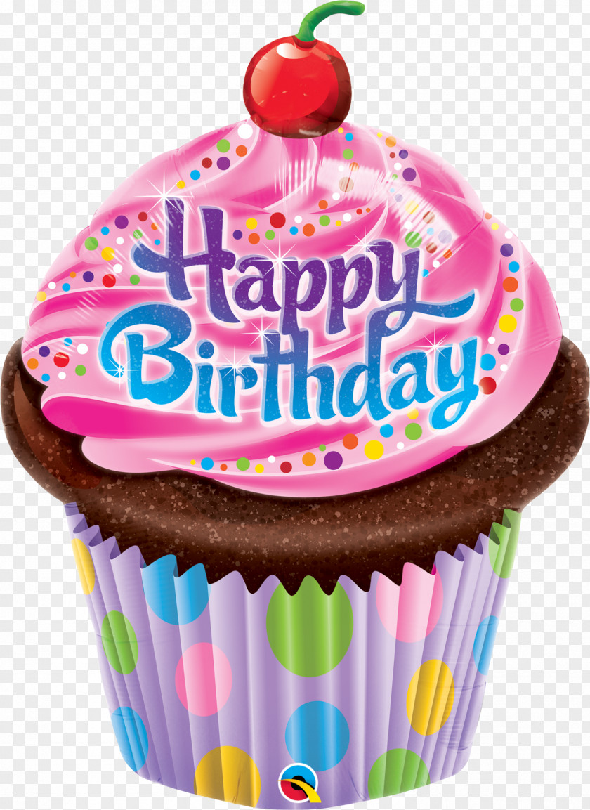 Balloon Cupcake Mylar Birthday Frosting & Icing PNG