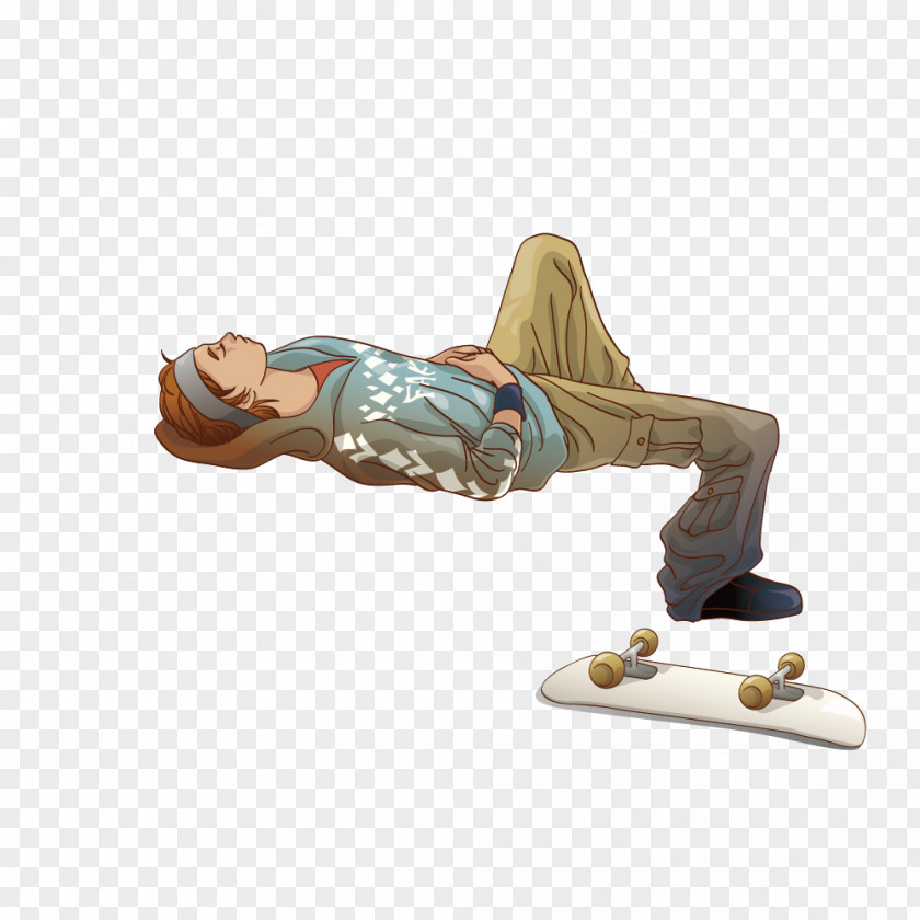 Skateboard Man Lying Posture Free Adobe Illustrator Illustration PNG