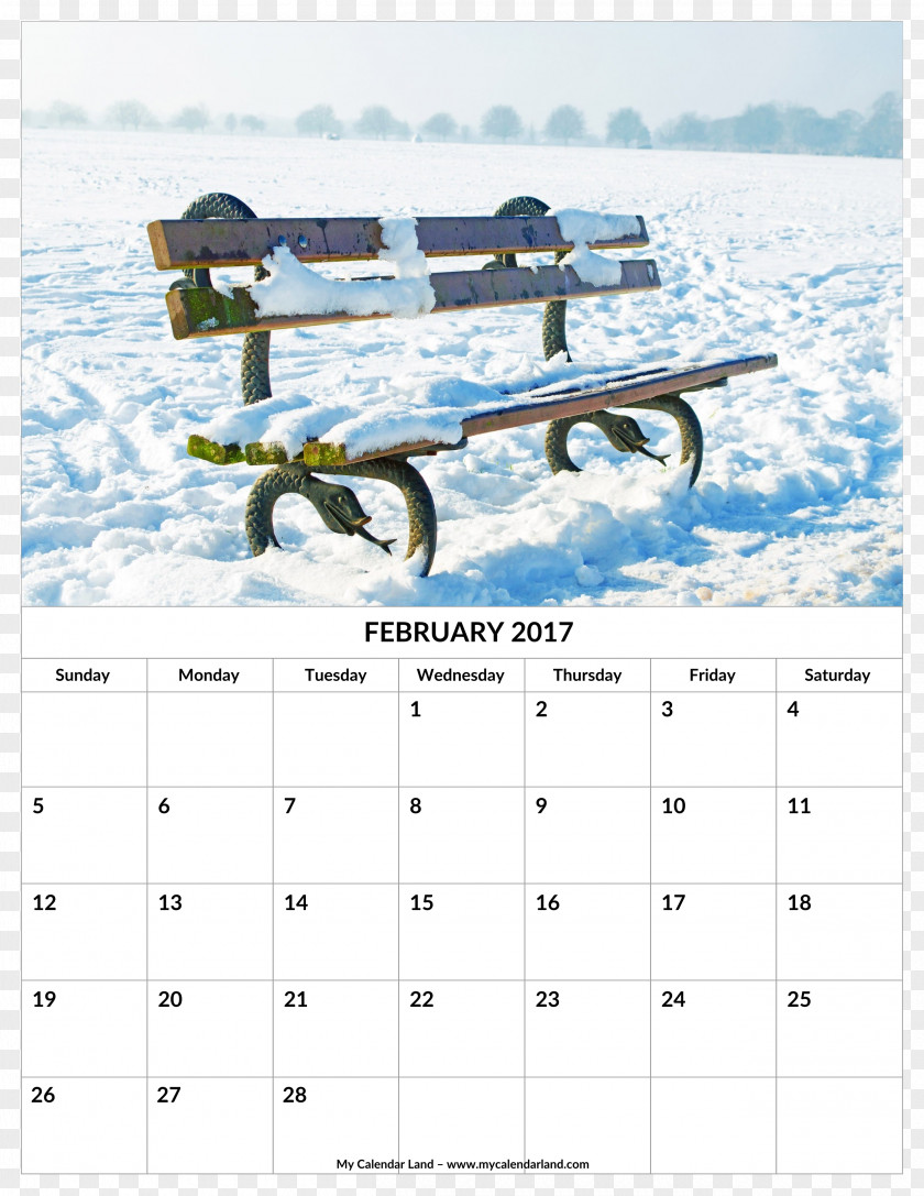 Snow Winter Calendar Bench Season PNG