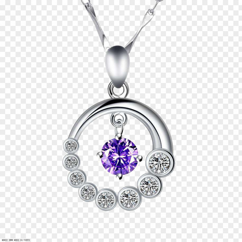 Diamond Necklace Amethyst Locket PNG