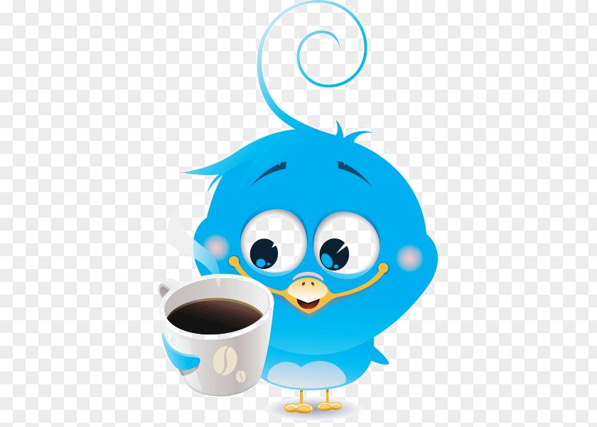 Cartoon Blue Bird Coffee Emoticon Smiley Symbol Clip Art PNG