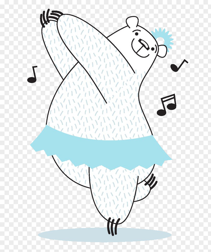 Cartoon White Bear Dance Illustration PNG