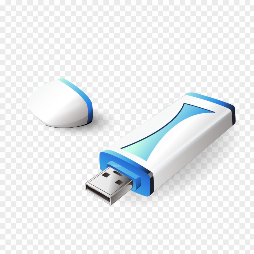 Blue USB Storage Flash Drive Memory Card Icon PNG