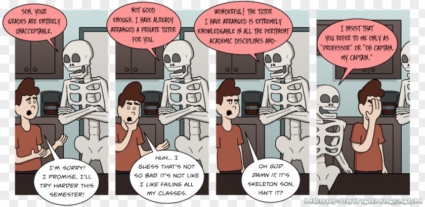 Comic Line Comics Tutor Private School Skeleton Dad Cartoon PNG