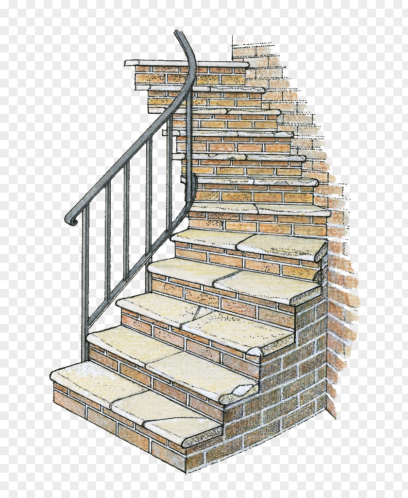 Illustration Brick Piled Up Stairs Drawing PNG