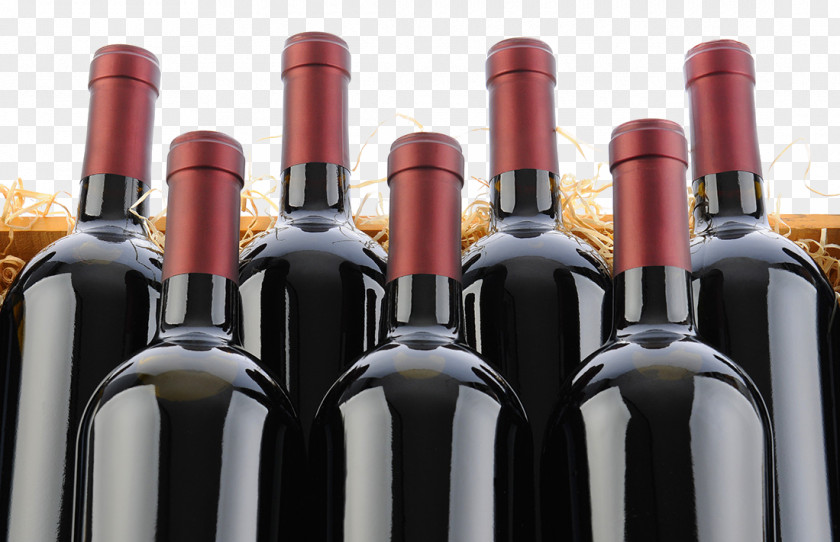 Seven Bottles Neatly High-end Wine Red White Cabernet Sauvignon Chardonnay PNG