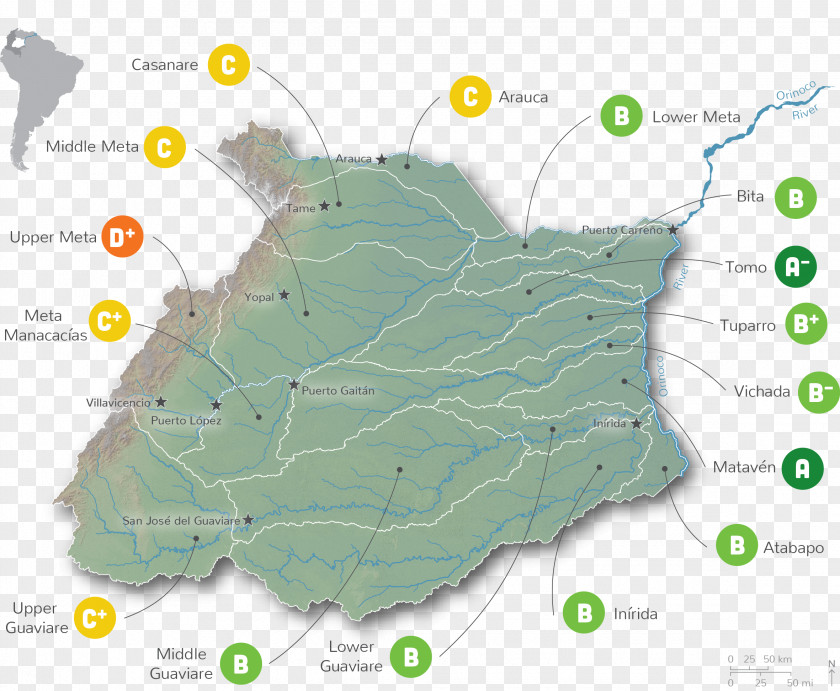 Map Orinoco Basin Arauca River The PNG