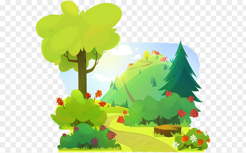 Cartoon Forest Drawing Illustration PNG