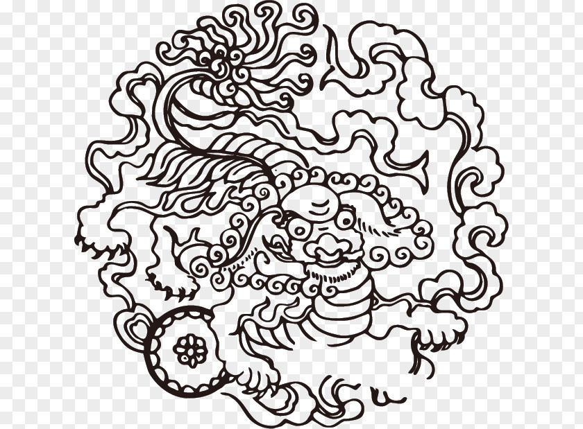 Classical Dragon Playing With A Pearl Pattern Qilin Clip Art PNG