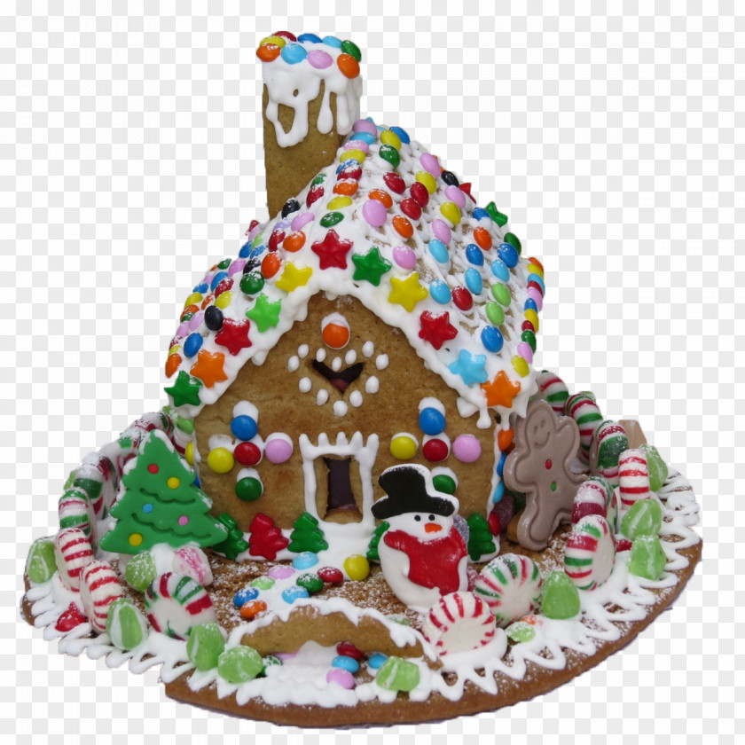 Christmas Candy Gingerbread House Icing Pastry PNG