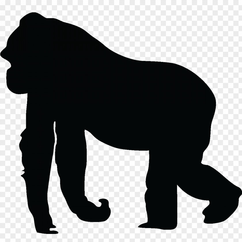 Gorilla Vector Silhouette Ape Clip Art PNG