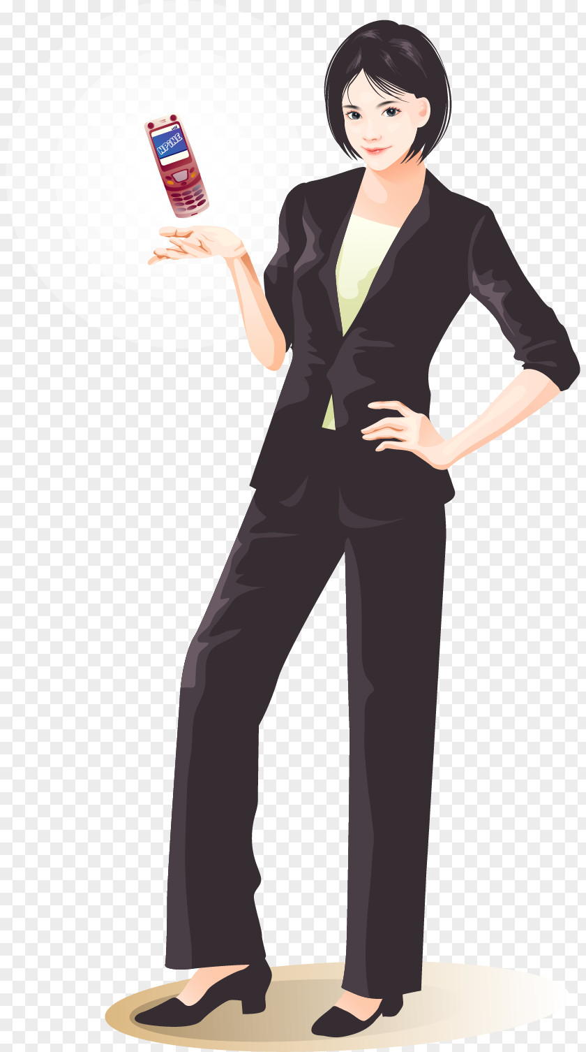 Vector Hand-painted Business Woman Clip Art PNG