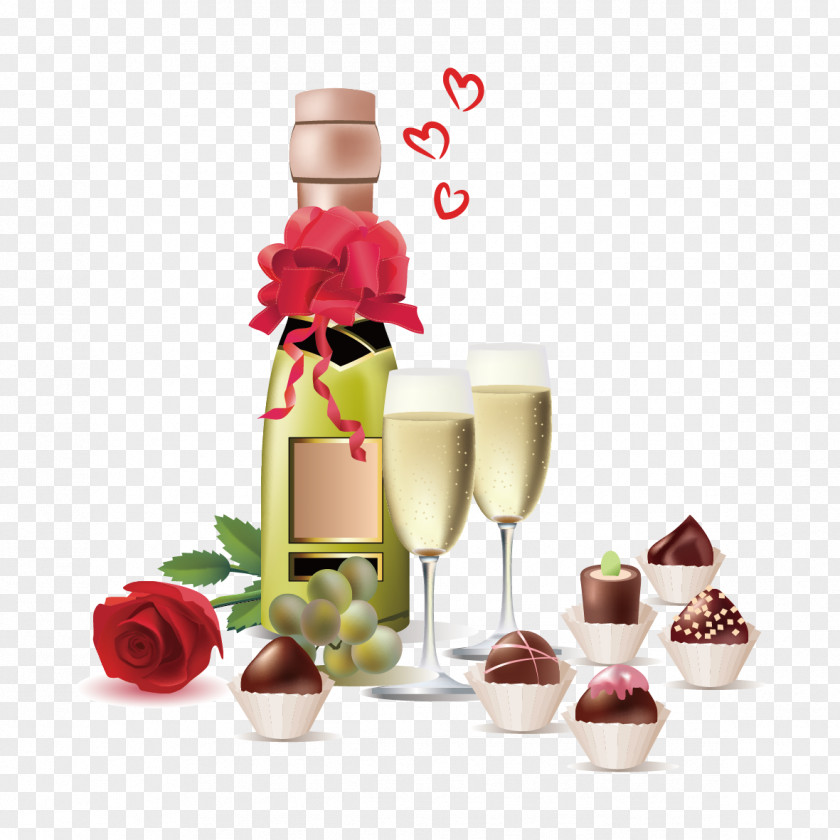 Vector Wine And Chocolate Champagne Rosxe9 Fast Food Clip Art PNG