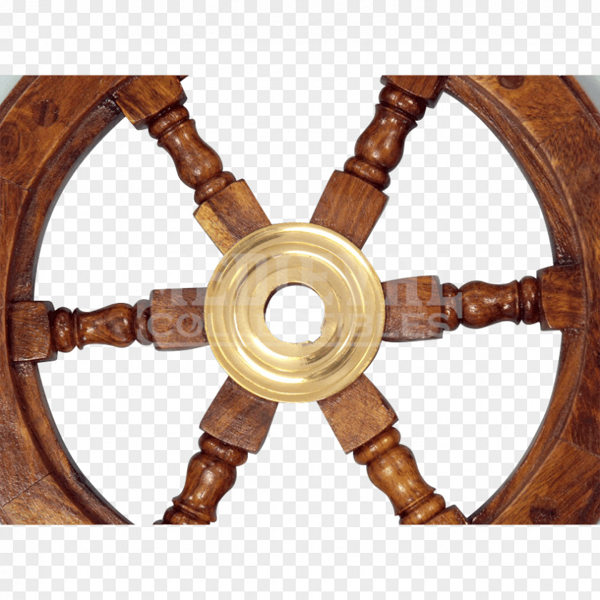 Brass Ship's Wheel Wood PNG
