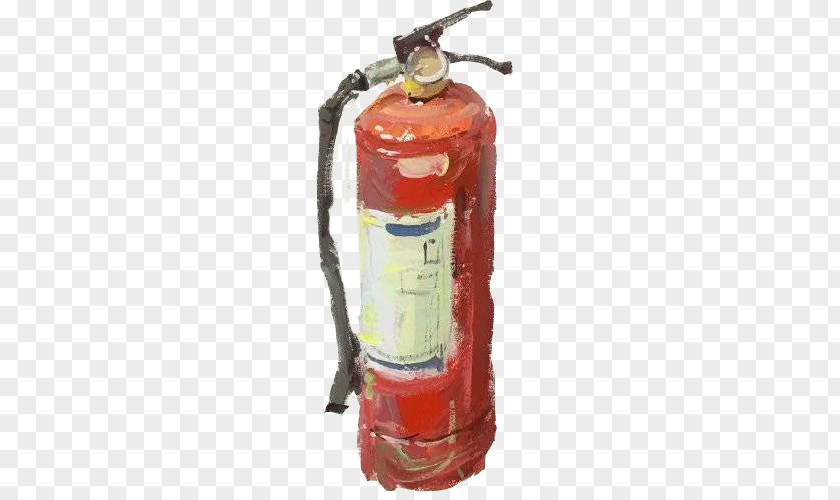 Fire Extinguisher Gouache Material Picture Firefighting Conflagration PNG