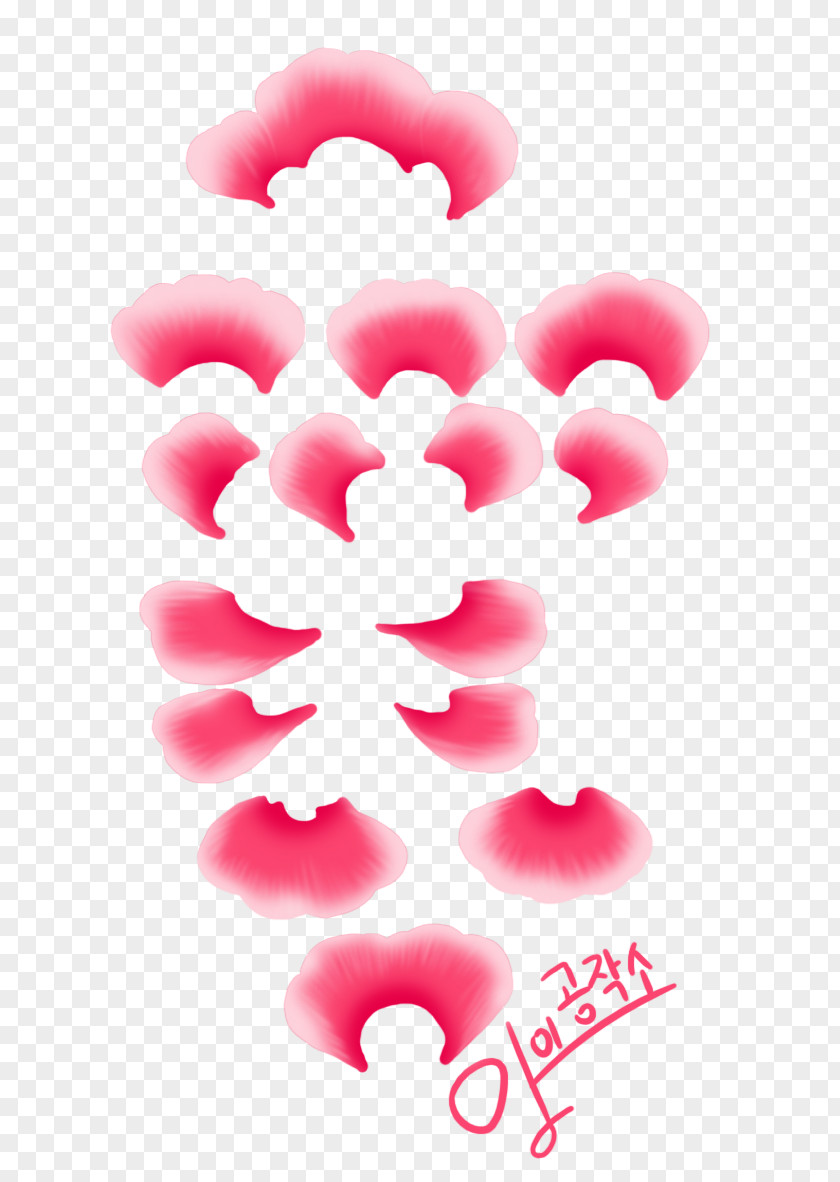 Flower Petals Font Pink M Heart PNG