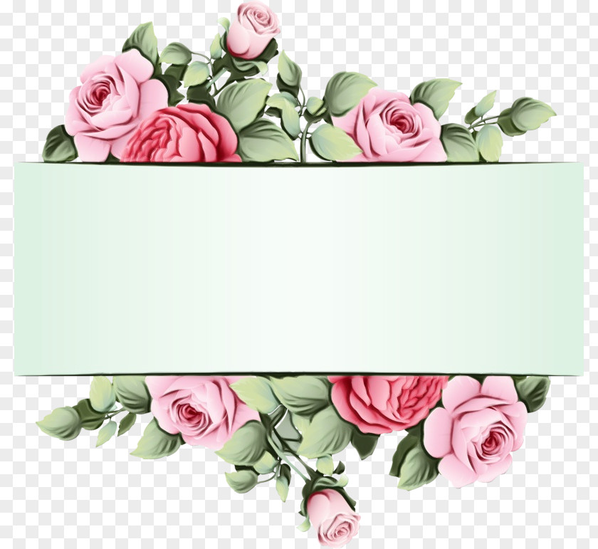 Rectangle Rose Family Watercolor Wreath Flower PNG