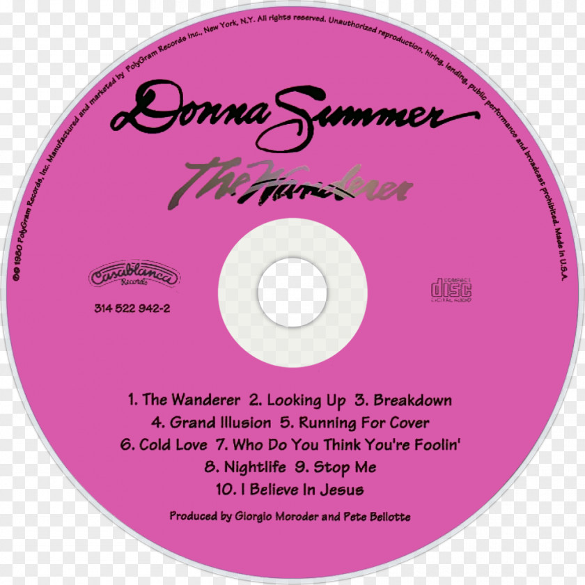 Donna Summer The Wanderer Compact Disc Pink M Disk Storage PNG